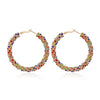 Fashion Simple Geometric Circle Slim Exaggerated Alloy Earrings With Diamond Accent Cold Style