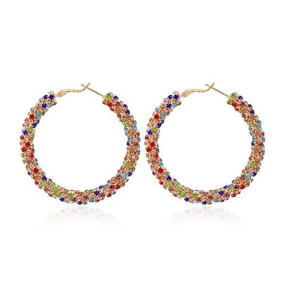 Fashion Simple Geometric Circle Slim Exaggerated Alloy Earrings With Diamond Accent Cold Style