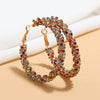 Fashion Simple Geometric Circle Slim Exaggerated Alloy Earrings With Diamond Accent Cold Style