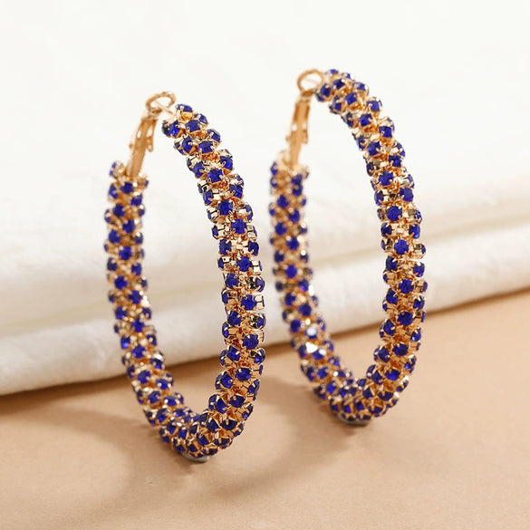 Fashion Simple Geometric Circle Slim Exaggerated Alloy Earrings With Diamond Accent Cold Style