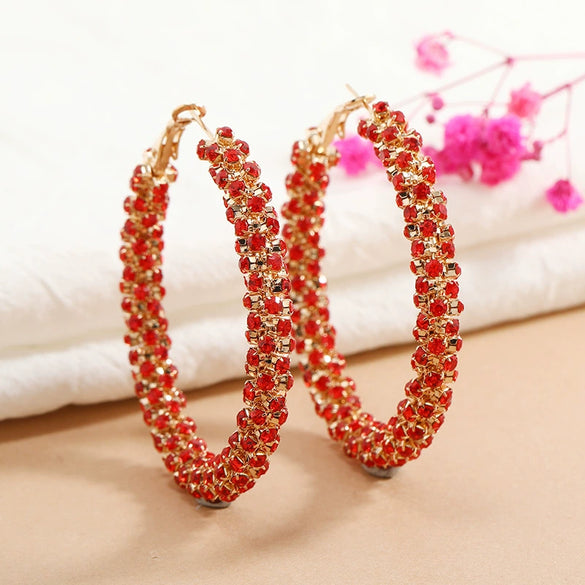 Fashion Simple Geometric Circle Slim Exaggerated Alloy Earrings With Diamond Accent Cold Style