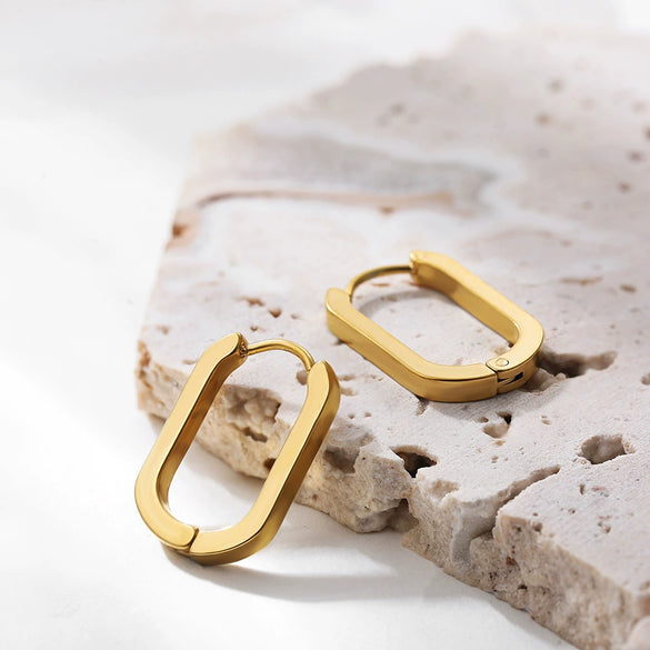 Fashion Simple Geometric Golden Stainless Steel Electroplated Women's Earrings