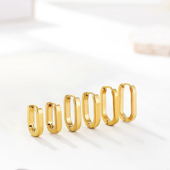 Fashion Simple Geometric Golden Stainless Steel Electroplated Women's Earrings