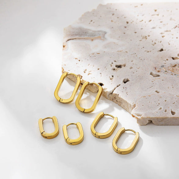 Fashion Simple Geometric Golden Stainless Steel Electroplated Women's Earrings