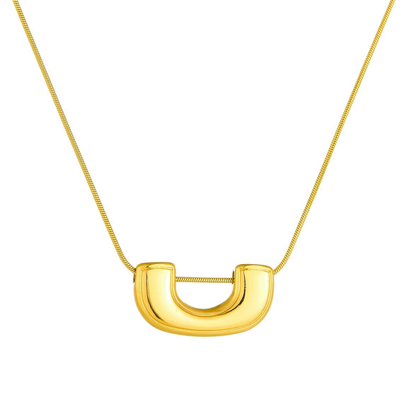 Fashion Simple Geometric Goldplated Stainless Steel Ushaped Pendant Clavicle Chain Women's Jewelry Necklace