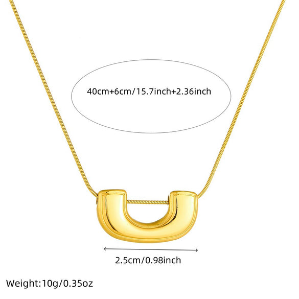Fashion Simple Geometric Goldplated Stainless Steel Ushaped Pendant Clavicle Chain Women's Jewelry Necklace