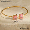 Fashion Simple Geometric Square Zircon Stainless Steel 18K Gold Plated Women's Bracelet