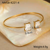 Fashion Simple Geometric Square Zircon Stainless Steel 18K Gold Plated Women's Bracelet