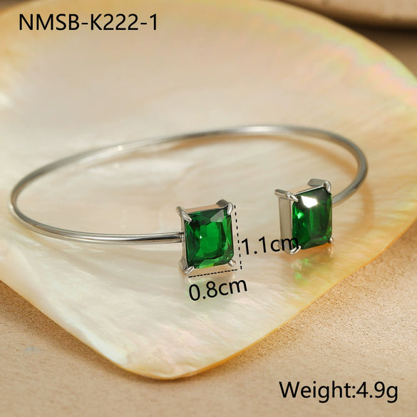Fashion Simple Geometric Square Zircon Stainless Steel 18K Gold Plated Women's Bracelet