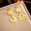 Fashion Simple Geometric Stainless Steel Gold Plated Butterfly Flower Irregular Pendant Earrings For Women