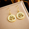 Fashion Simple Geometric Stainless Steel Gold Plated Butterfly Flower Irregular Pendant Earrings For Women