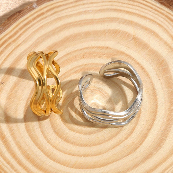 Fashion Simple Geometric Stainless Steel Open Ring With Electroplating Design Unisex