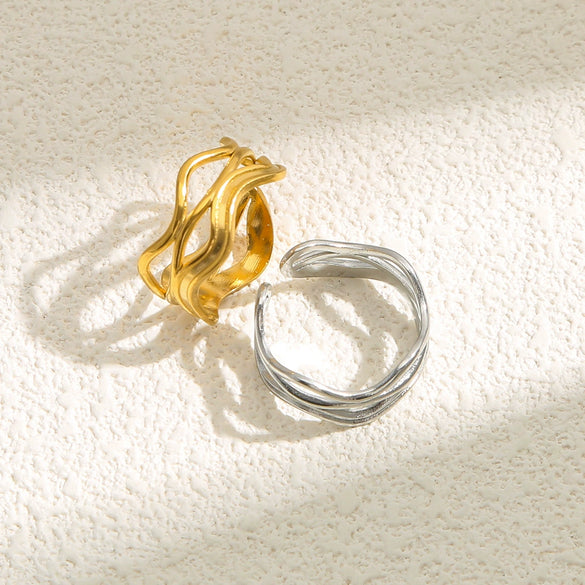 Fashion Simple Geometric Stainless Steel Open Ring With Electroplating Design Unisex