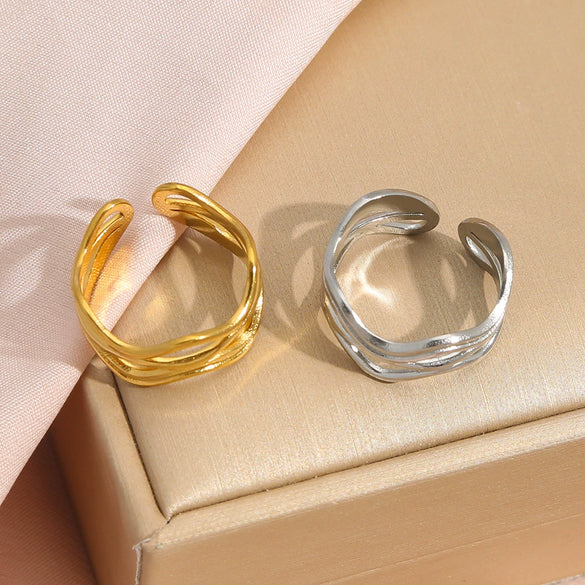 Fashion Simple Geometric Stainless Steel Open Ring With Electroplating Design Unisex