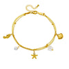 Fashion Simple Gold Plated Marine Life Pendant Stainless Steel Women's Anklet With Animal Zodiac Pattern