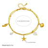 Fashion Simple Gold Plated Marine Life Pendant Stainless Steel Women's Anklet With Animal Zodiac Pattern