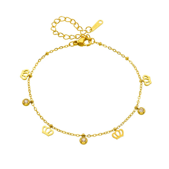 Fashion Simple Gold Plated Stainless Steel Bracelet With Butterfly Disc Lightning Crown Eye Pendant Accessories