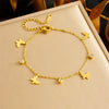 Fashion Simple Gold Plated Stainless Steel Bracelet With Butterfly Disc Lightning Crown Eye Pendant Accessories