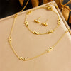 Fashion Simple Gold Plated Stainless Steel Chain Accessories Necklace Earring Bracelet Set For Women