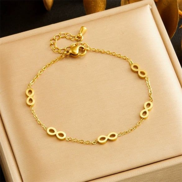 Fashion Simple Gold Plated Stainless Steel Chain Accessories Necklace Earring Bracelet Set For Women