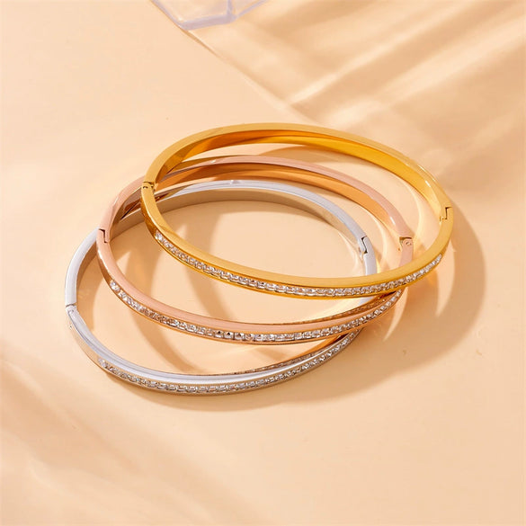 Fashion Simple Gold Plated Stainless Steel Geometric Round Bracelet