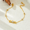 Fashion Simple Gold Plated Stainless Steel Women's Bracelet With Letters Numbers Text Design