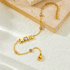 Fashion Simple Gold Plated Stainless Steel Women's Bracelet With Letters Numbers Text Design