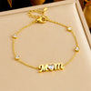 Fashion Simple Gold Plated Stainless Steel Women's Bracelet With Letters Numbers Text Design