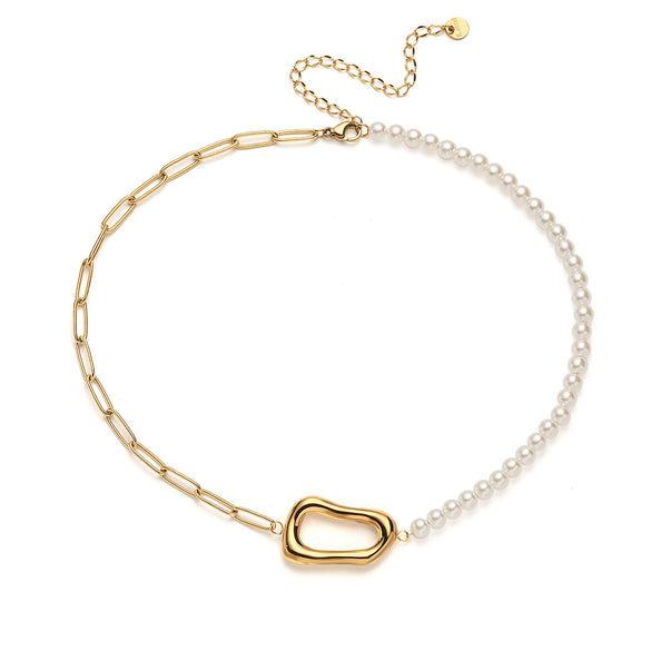 Fashion Simple Goldplated Stainless Steel Geometric Pendant Necklace For Women