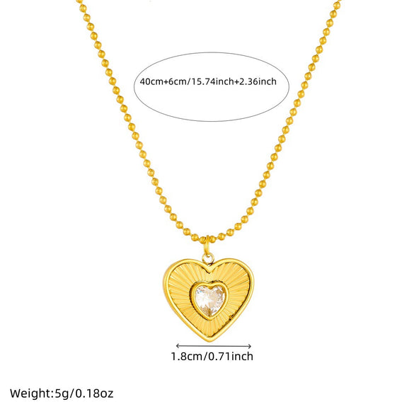 Fashion Simple Heart Pendant Stainless Steel Goldplated Jewelry Necklace