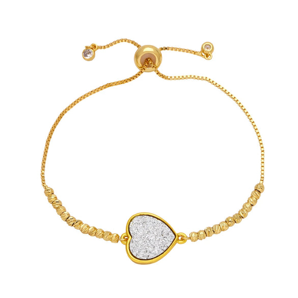 Fashion Simple Heart Shape Copper Goldplated Women's Bracelet