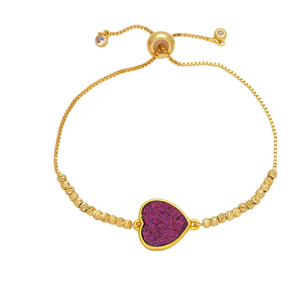 Fashion Simple Heart Shape Copper Goldplated Women's Bracelet