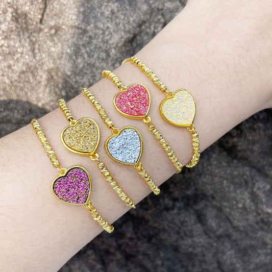 Fashion Simple Heart Shape Copper Goldplated Women's Bracelet