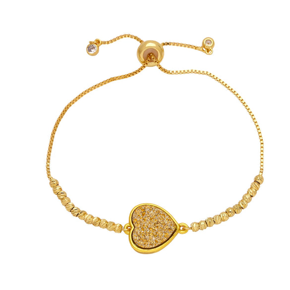 Fashion Simple Heart Shape Copper Goldplated Women's Bracelet