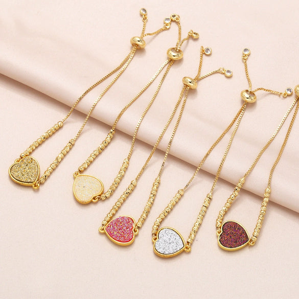 Fashion Simple Heart Shape Copper Goldplated Women's Bracelet