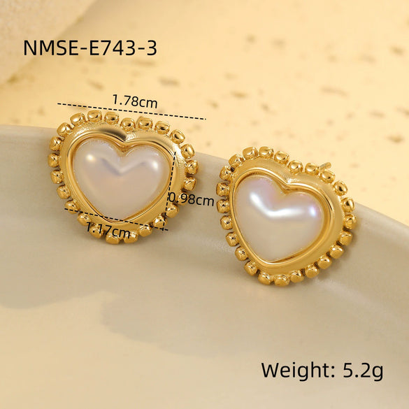 Fashion Simple Heartshaped And Geometric Stainless Steel 18K Gold Plated Earrings Jewelry For Women