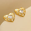 Fashion Simple Heartshaped And Geometric Stainless Steel 18K Gold Plated Earrings Jewelry For Women
