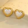 Fashion Simple Heartshaped And Geometric Stainless Steel 18K Gold Plated Earrings Jewelry For Women