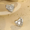 Fashion Simple Heartshaped And Geometric Stainless Steel 18K Gold Plated Earrings Jewelry For Women