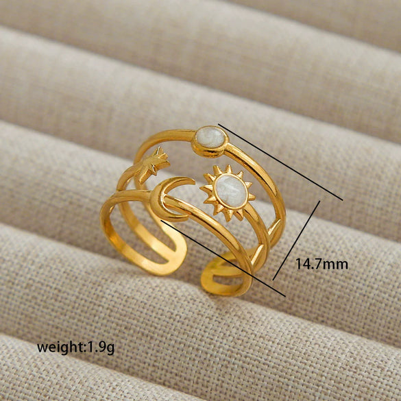 Fashion Simple Highend Open Ring Stainless Steel Geometric Gold Plated Unisex