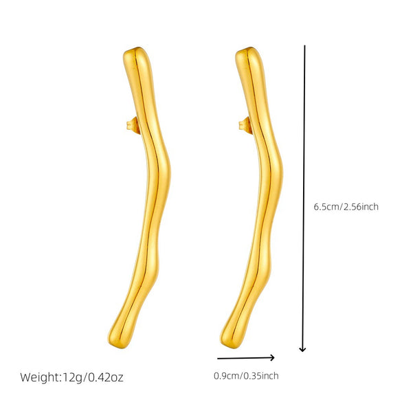 Fashion Simple Irregular Goldplated Stainless Steel Geometric Branchshaped Women's Earrings