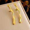 Fashion Simple Irregular Goldplated Stainless Steel Geometric Branchshaped Women's Earrings