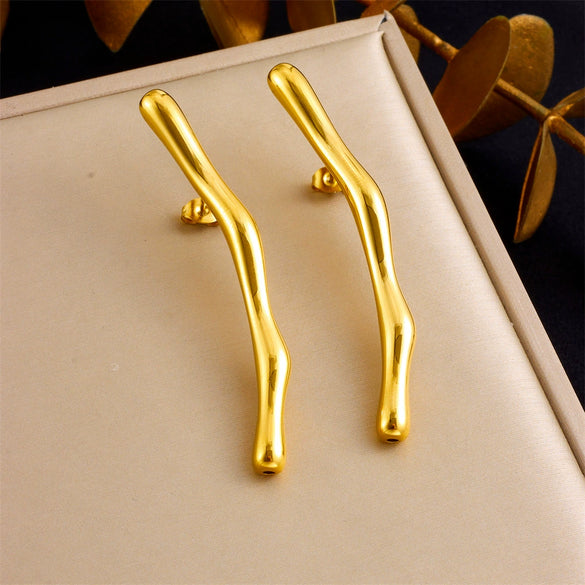 Fashion Simple Irregular Goldplated Stainless Steel Geometric Branchshaped Women's Earrings
