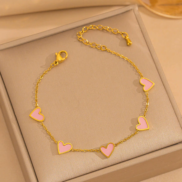 Fashion Simple Light Luxury All Match Titanium Steel Heart Shaped Plated Bracelet Jewelry With Electroplating Treatment