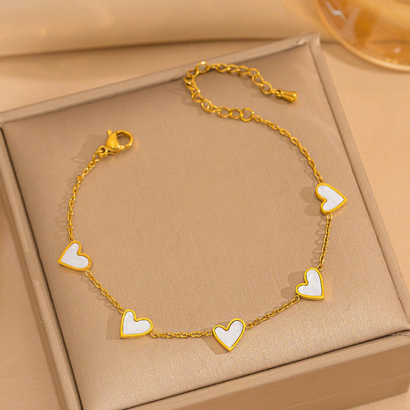 Fashion Simple Light Luxury All Match Titanium Steel Heart Shaped Plated Bracelet Jewelry With Electroplating Treatment