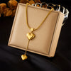 Fashion Simple Metal Heart Pendant Tassel Chain Stainless Steel Gold Plated Necklace For Women