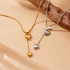 Fashion Simple Metal Heart Pendant Tassel Chain Stainless Steel Gold Plated Necklace For Women