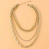 Fashion Simple Multi Layer Thick Alloy Fishbone Chain Stacked Clavicle Necklace With Geometric Design And Electroplating