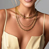Fashion Simple Multi Layer Thick Alloy Fishbone Chain Stacked Clavicle Necklace With Geometric Design And Electroplating