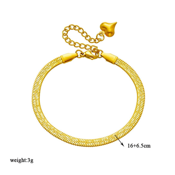 Fashion Simple Niche Design Snake Bone Chain Plain Ring Jewelry Bracelet Titanium Steel Electroplated Unisex